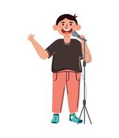 boy singing with microphone vector