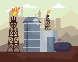 escena de la fábrica de fracking vector