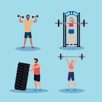 personas fuertes crossfit vector