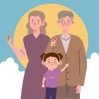 korean couple with daugther scene vector