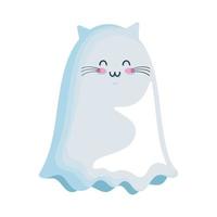 cute kitty ghost halloween vector