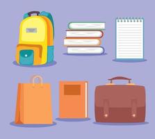 six back to school icons vector