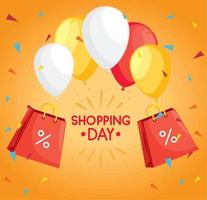 shopping day lettering vector