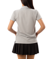 ung kvinna i grå polo skjorta attrapp Skära ut, png fil