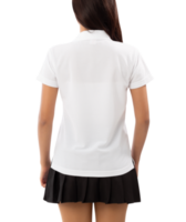 Young woman in white polo shirt mockup cutout, Png file