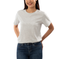 junge frau im grauen t-shirt-modellausschnitt, png-datei png