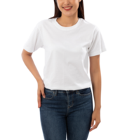 Young woman in white T shirt mockup cutout, Png file