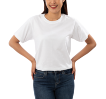 junge frau im weißen t-shirt-modellausschnitt, png-datei png