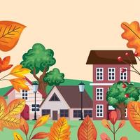 autumn urban scene vector