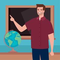 geography male teacher in classroom