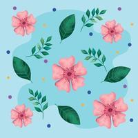 beautiful flowers and leafs pattern vector