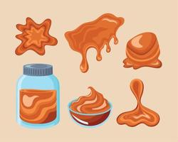 six sweet caramels icons vector