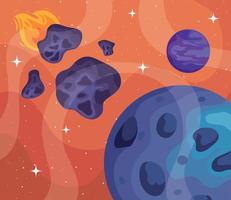 planet and meteorites vector