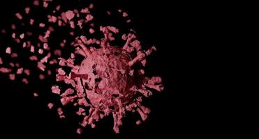 Eliminate of coronavirus. Corona virus breaking up into pieces. Treatment, vaccine or drug concept. 3D rendering. photo