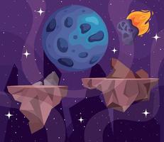 planet and asteroids vector