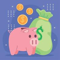 money bag and piggy savings