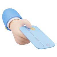 Realistic credit card accept icon. Hand hold credit card and floating isolated on transparent. Online store credit card or debit cards accept. Cashless society concept. Cartoon minimal 3d render. png