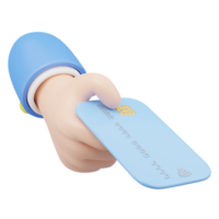 Realistic credit card accept icon. Hand hold credit card and floating isolated on transparent. Online store credit card or debit cards accept. Cashless society concept. Cartoon minimal 3d render. png