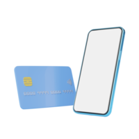 Phone with credit card floating on transparent. Mobile banking and Online payment service. Saving money wealth and business financial concept. Smartphone money transfer online. 3d render. png