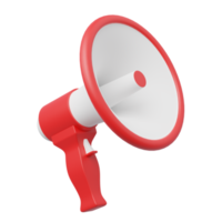 3d White, red megaphone floating isolated on transparent. Digital market online, e commerce, shop app concept. Sale promotion banner. Business cartoon style concept. 3d icon render png