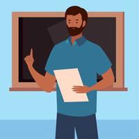 teacher man with chalkboard vector