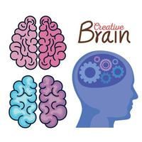 creative brain lettering vector