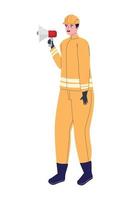 Fireman with megaphone vector