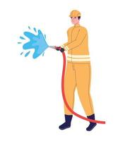 Fireman with hose vector