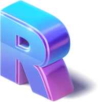 lettre r 3d isométrique png