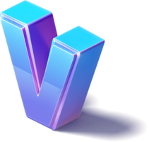 lettre v 3d isométrique png