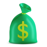 ilustración 3d de bolsa de dinero png