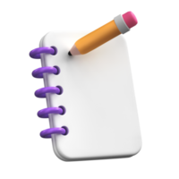 Notepad with Pencil 3D Illustration png