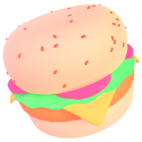 hamburger nel 3d rendere per grafico risorsa ragnatela presentazione o altro png