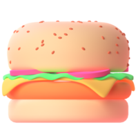 Burger in 3d render for graphic asset web presentation or other png