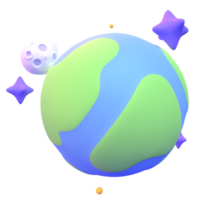 Earth in 3d render for graphic asset web presentation or other png