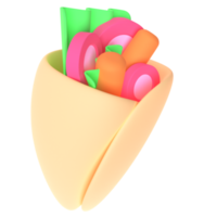 Kebab in 3d render for graphic asset web presentation or other png