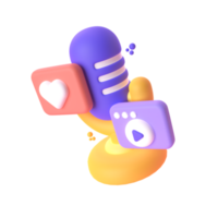 Microphone  in 3d render for graphic asset web presentation or other png