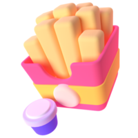 Kartoffelstäbchen in 3D-Rendering für Webpräsentationen mit grafischen Assets oder andere png