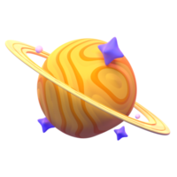 Saturn in 3d render for graphic asset web presentation or other png