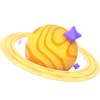 Saturn in 3d render for graphic asset web presentation or other png