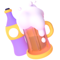 Beer in 3d render for graphic asset web presentation or other png