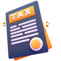 Document Tax in 3d render for graphic asset web presentation or other png