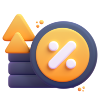 Increase in 3d render for graphic asset web presentation or other png