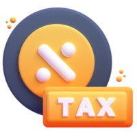 Tax in 3d render for graphic asset web presentation or other png