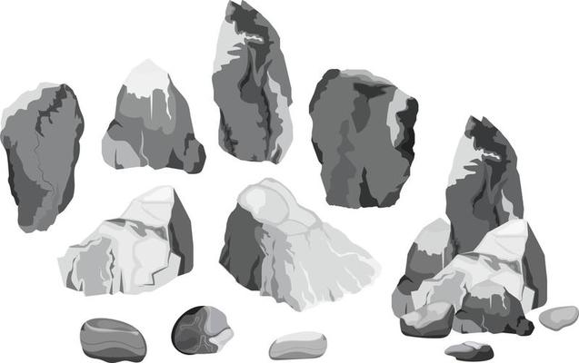 Collection of stones and plants of various shapes.Coastal pebbles,cobblestones,gravel,minerals and geological formations.Rock fragments,boulders and building material.