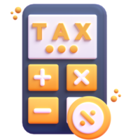 Calculate Tax in 3d render for graphic asset web presentation or other png