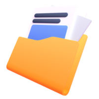 Folder in 3d render for graphic asset web presentation or other png