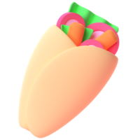 Kebab in 3d render for graphic asset web presentation or other png