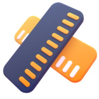 Ruller in 3d render for graphic asset web presentation or other png