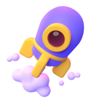 Spaceship Launch in 3d render for graphic asset web presentation or other png